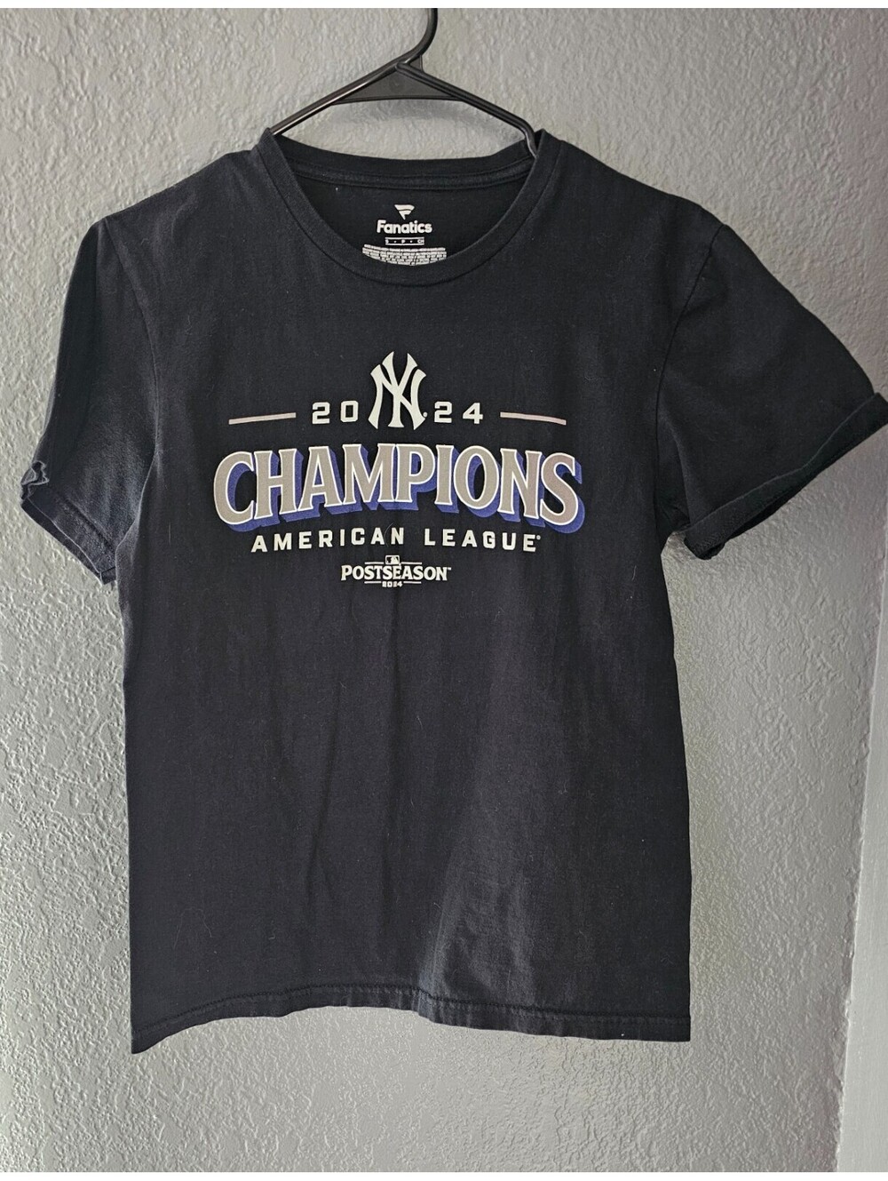 Youth Fanatics New York Yankees Shirt 2024 AL Champions Baseball Sz Small Black